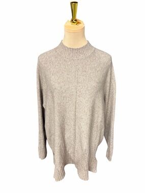 Cyrus Taupe Ribbed Mock Neck Sweater Size XL Neutral Cozy Minimalist